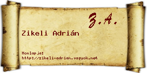 Zikeli Adrián névjegykártya